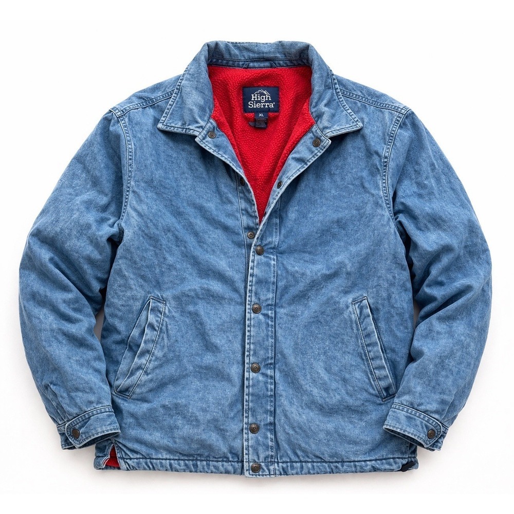 Vintage High Sierra Fleece Lined Jacket Mens XL Blue Snap Front Coat